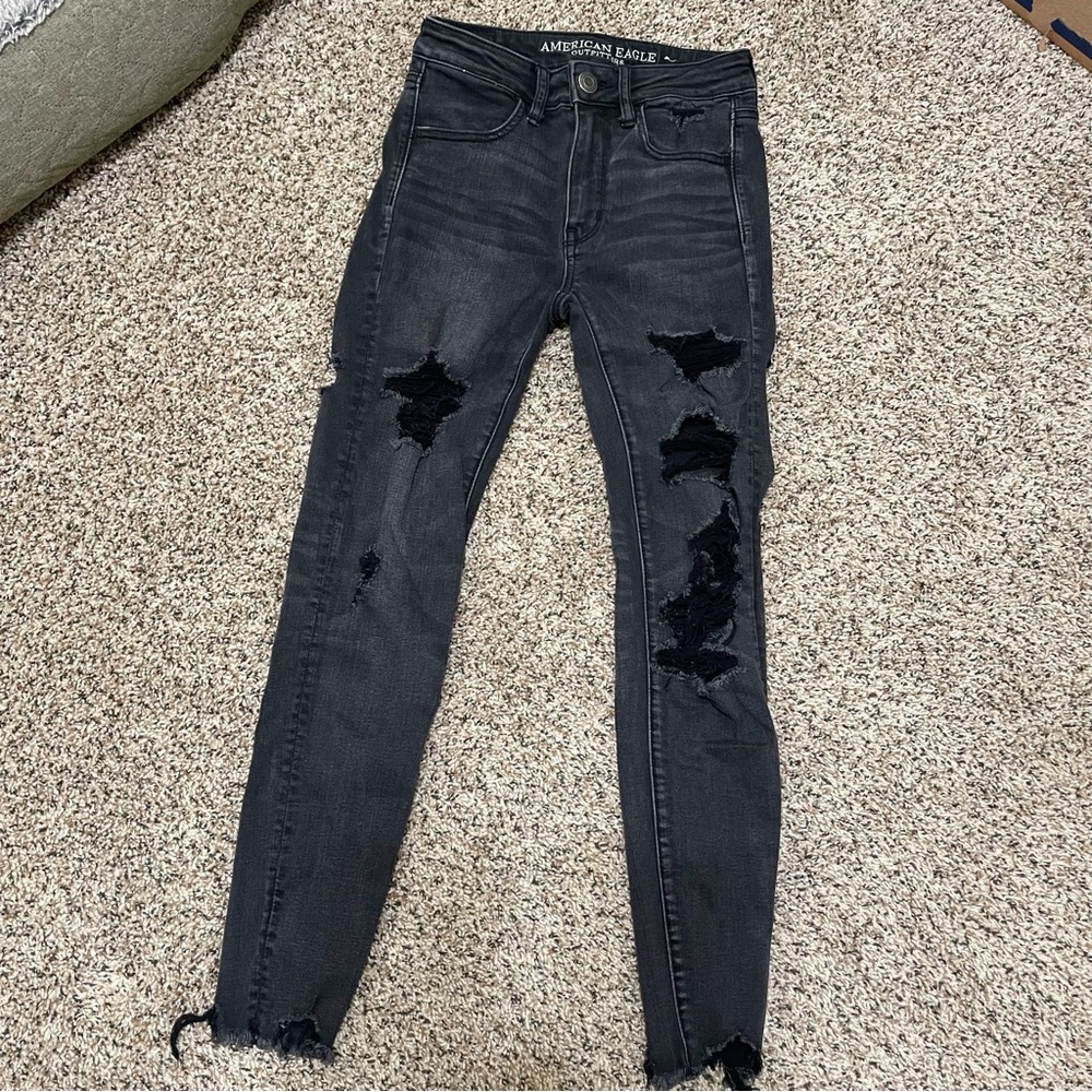 AMERICAN EAGLE Distressed High Waist Skinny Jeans Jeggings